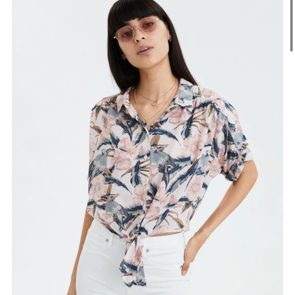 2 pack, cropped Hawaiian shirts.